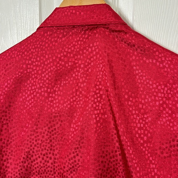 NATORI 2 piece pajama set size LARGE red silky pajama pants and button down top - Picture 7 of 13